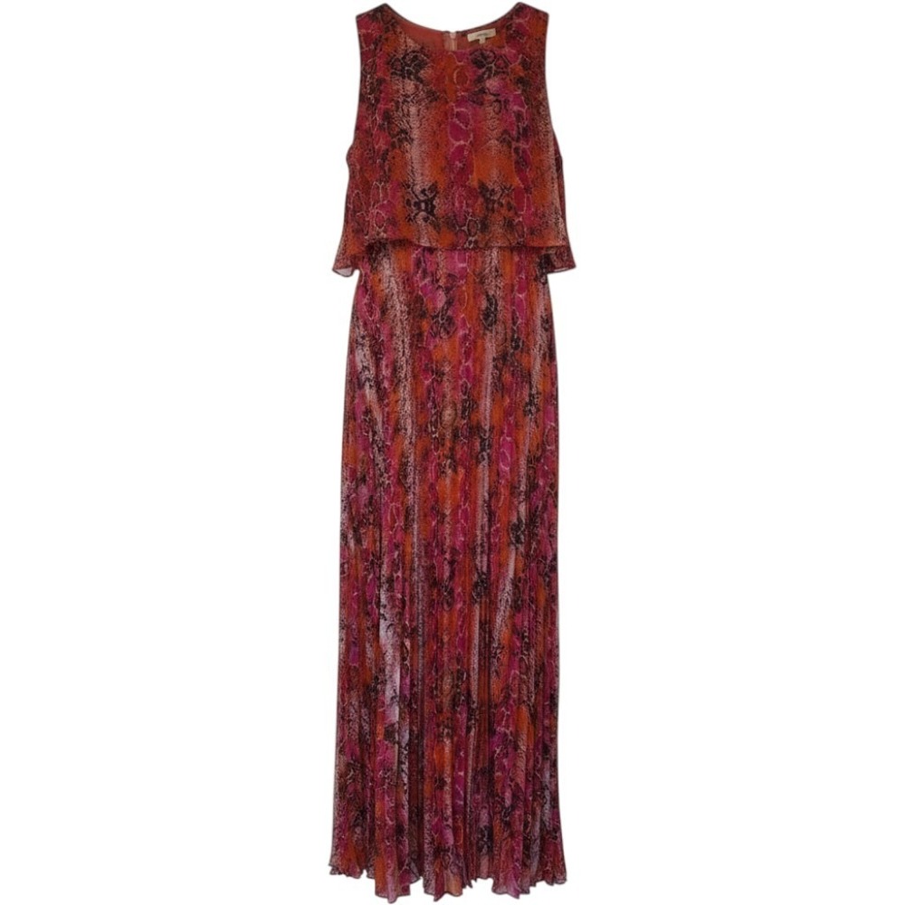 Calvin Klein Snakeskin Print Pleated Sleeveless Maxi Dress Prom HOCO Homecoming